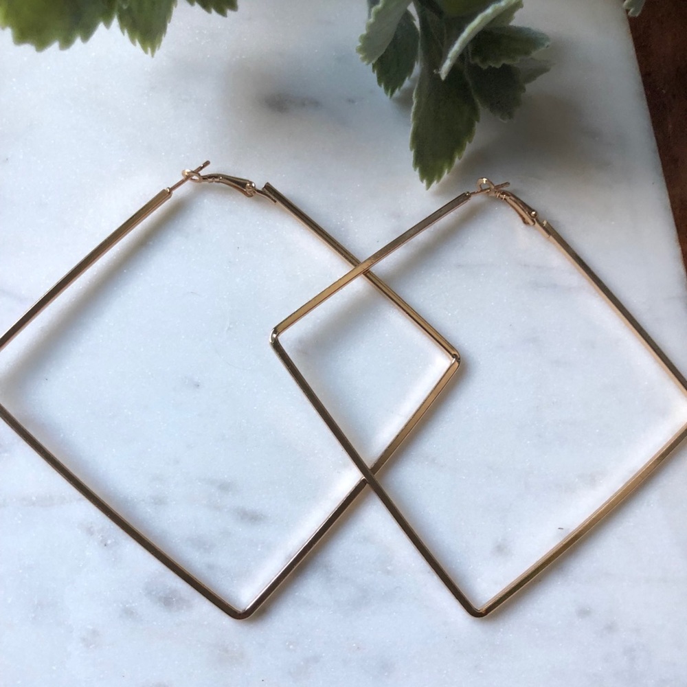 Oversized Geometric Square Hoops